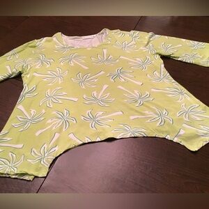 Lulu B palm tree knit top large lime green